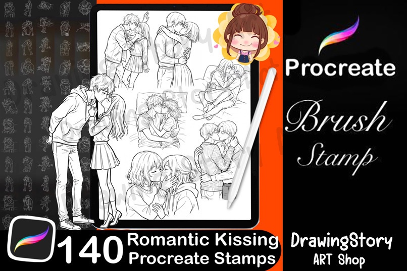 ロマンチックなキスポーズスタンプ 140種セット (140 Romantic Kissing Pose Stamps)