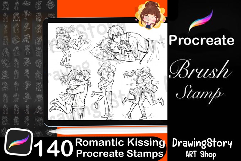 ロマンチックなキスポーズスタンプ 140種セット (140 Romantic Kissing Pose Stamps)