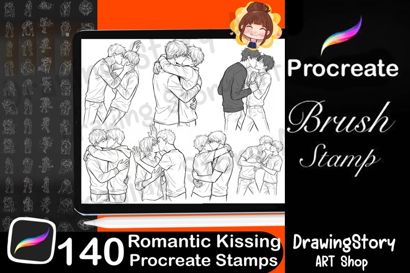 ロマンチックなキスポーズスタンプ 140種セット (140 Romantic Kissing Pose Stamps)