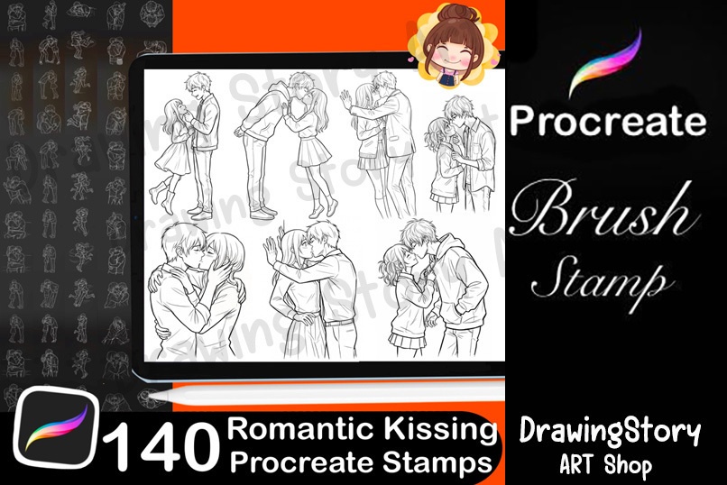 ロマンチックなキスポーズスタンプ 140種セット (140 Romantic Kissing Pose Stamps)