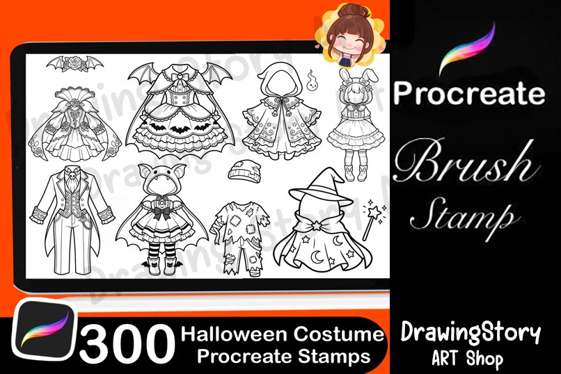 ミニキャラ ハロウィンコスチュームスタンプ 300種セット (300 Chibi Halloween Costume Stamps)