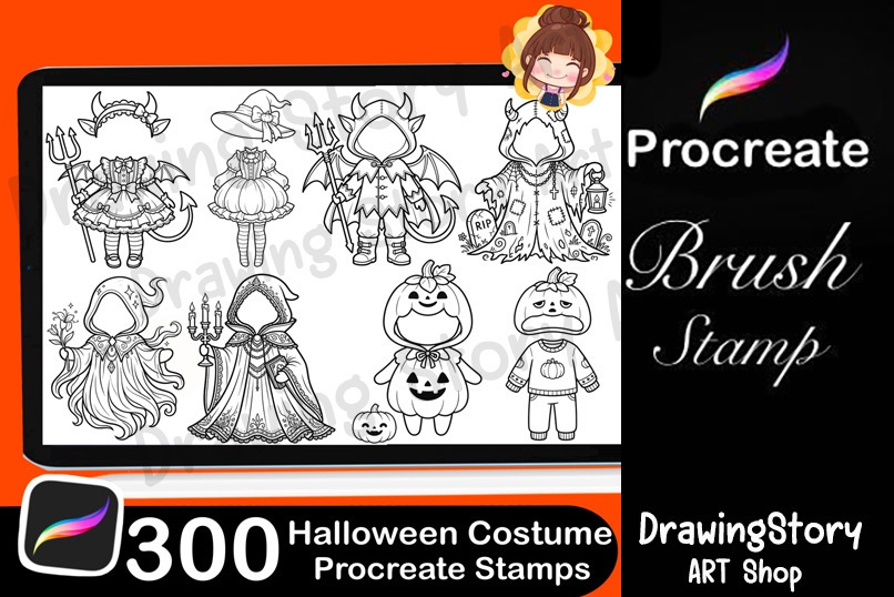 ミニキャラ ハロウィンコスチュームスタンプ 300種セット (300 Chibi Halloween Costume Stamps)