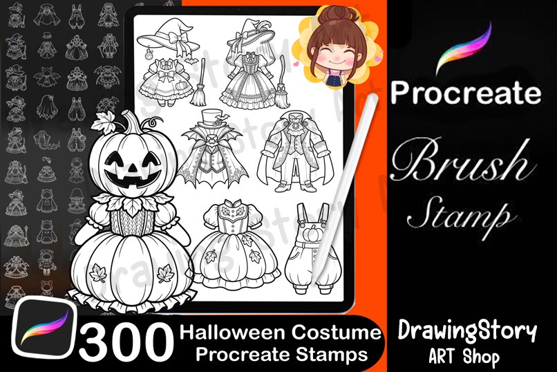 ミニキャラ ハロウィンコスチュームスタンプ 300種セット (300 Chibi Halloween Costume Stamps)