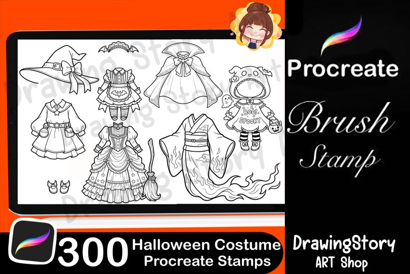 ミニキャラ ハロウィンコスチュームスタンプ 300種セット (300 Chibi Halloween Costume Stamps)