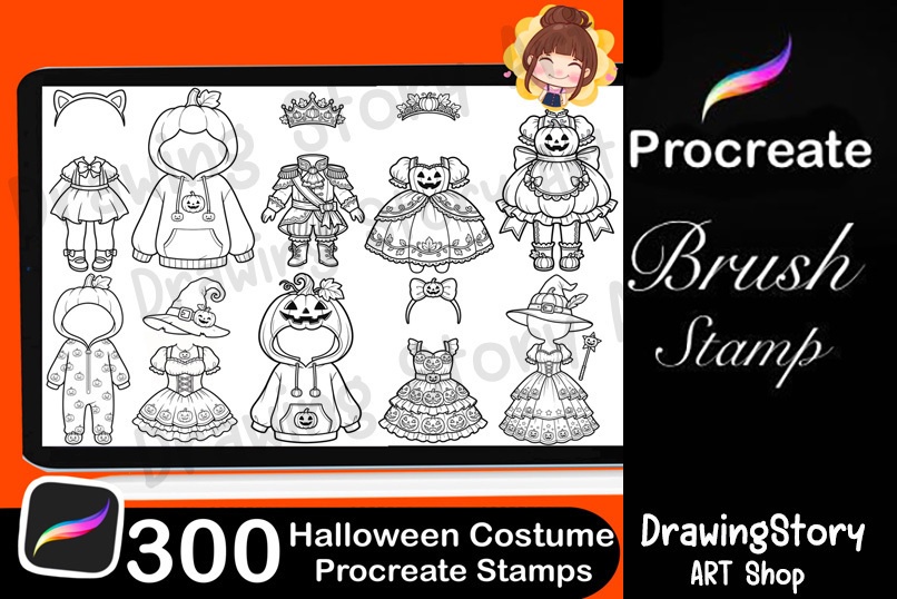 ミニキャラ ハロウィンコスチュームスタンプ 300種セット (300 Chibi Halloween Costume Stamps)