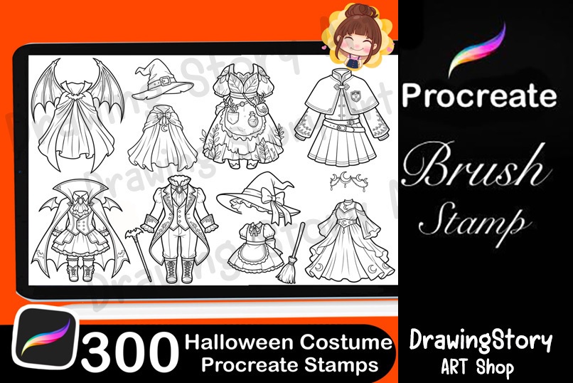 ミニキャラ ハロウィンコスチュームスタンプ 300種セット (300 Chibi Halloween Costume Stamps)