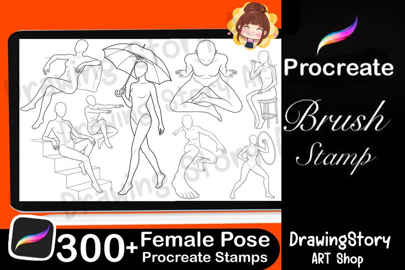 女性ポーズスタンプ 300種セット (300 Female Pose Stamps)