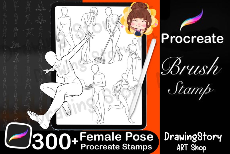 女性ポーズスタンプ 300種セット (300 Female Pose Stamps)