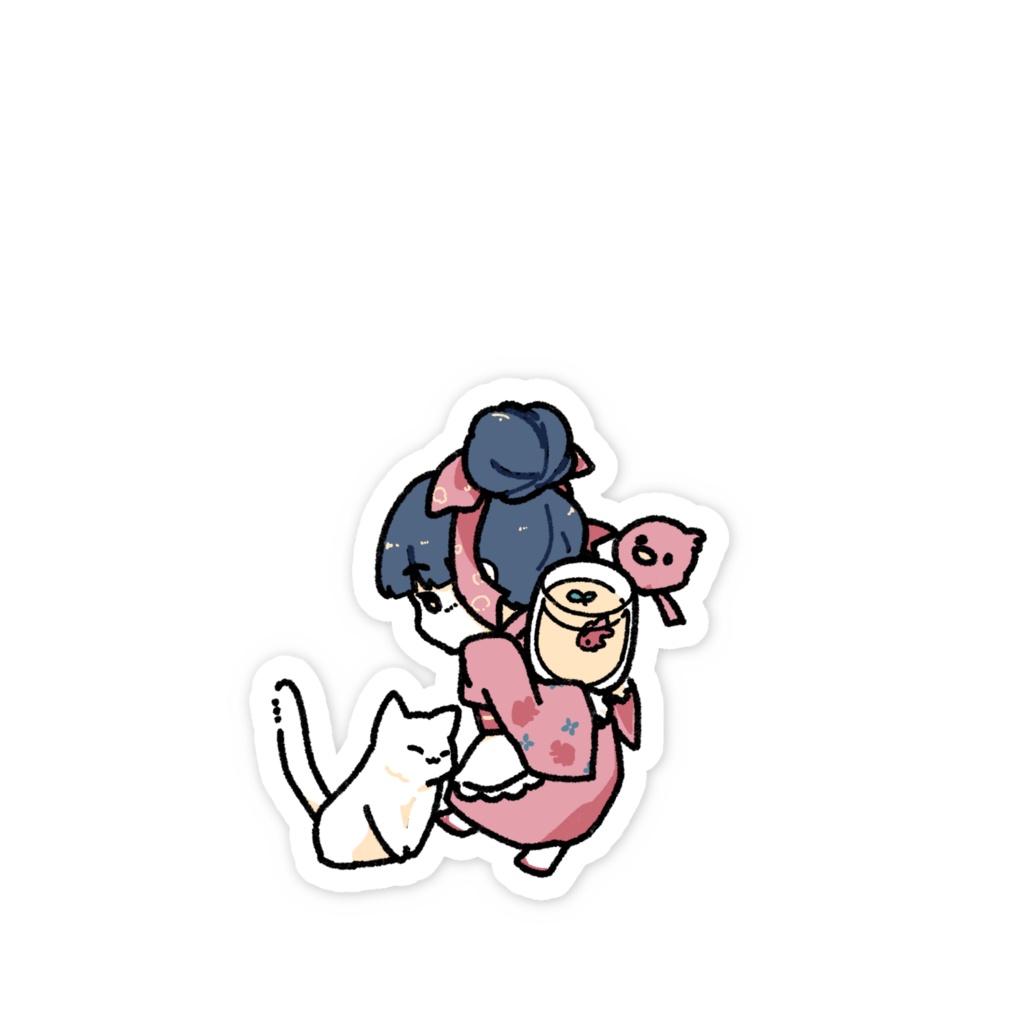 【もちもちるTime 】フェアvol.01 納涼テーマ 金魚とぎゅ ステッカー