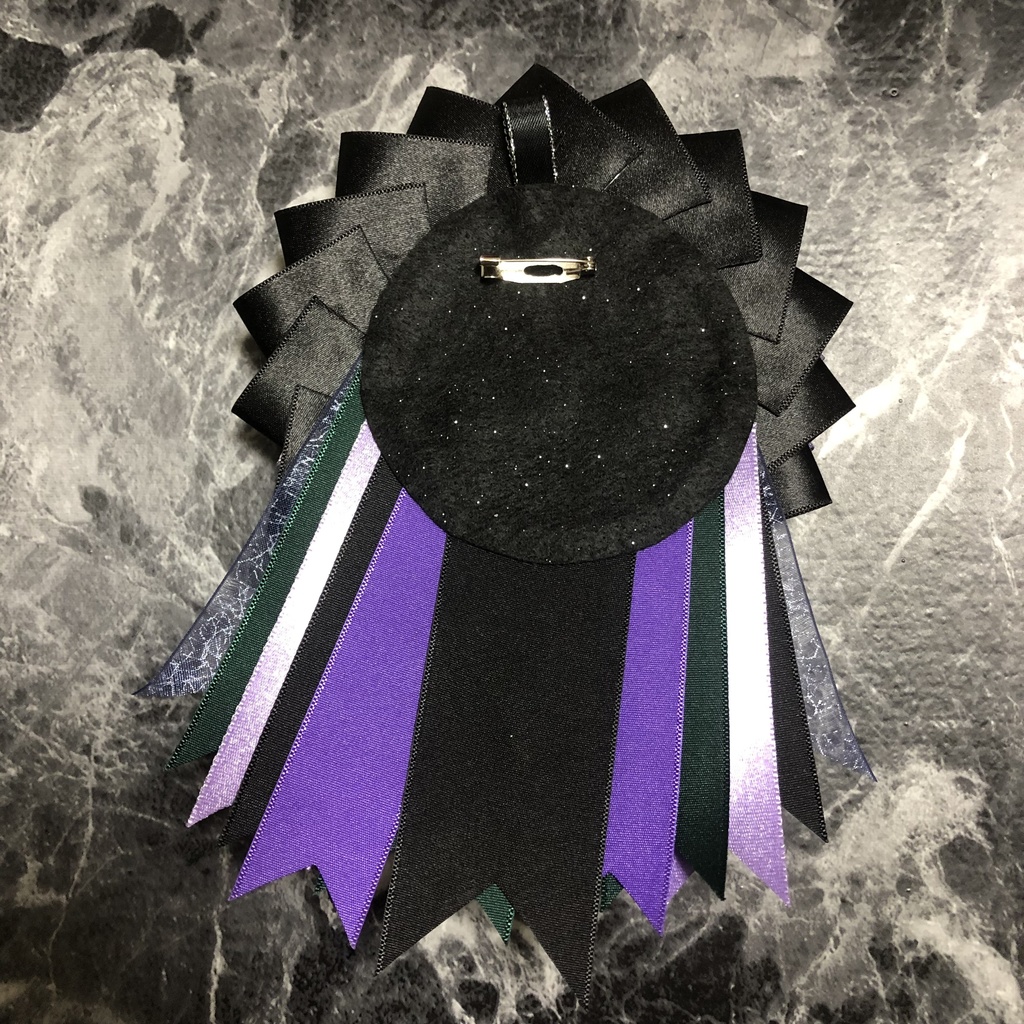 ロゼット Sタイプ 缶バッジ 57〜75mm カラー:黒 緑 紫