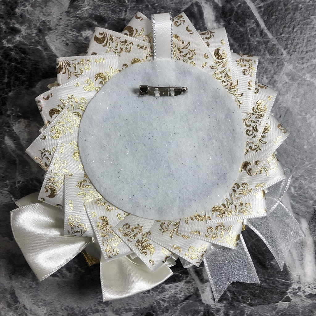 ロゼット Cタイプ 缶バッジ 57〜75mm対応 カラー:白×ゴールド