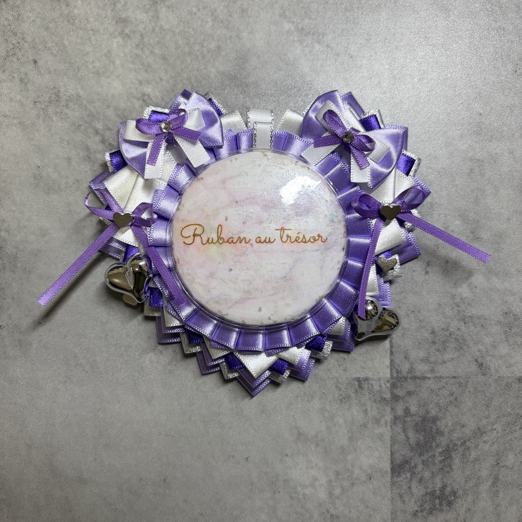 ハート型　痛ロゼット　薄紫　57mm