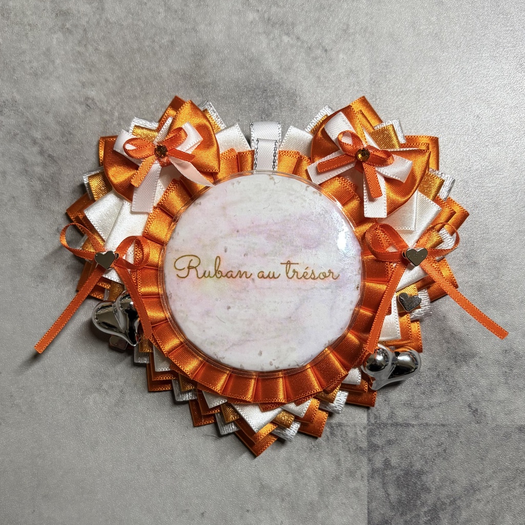 ハート型 痛ロゼット オレンジ 57mm