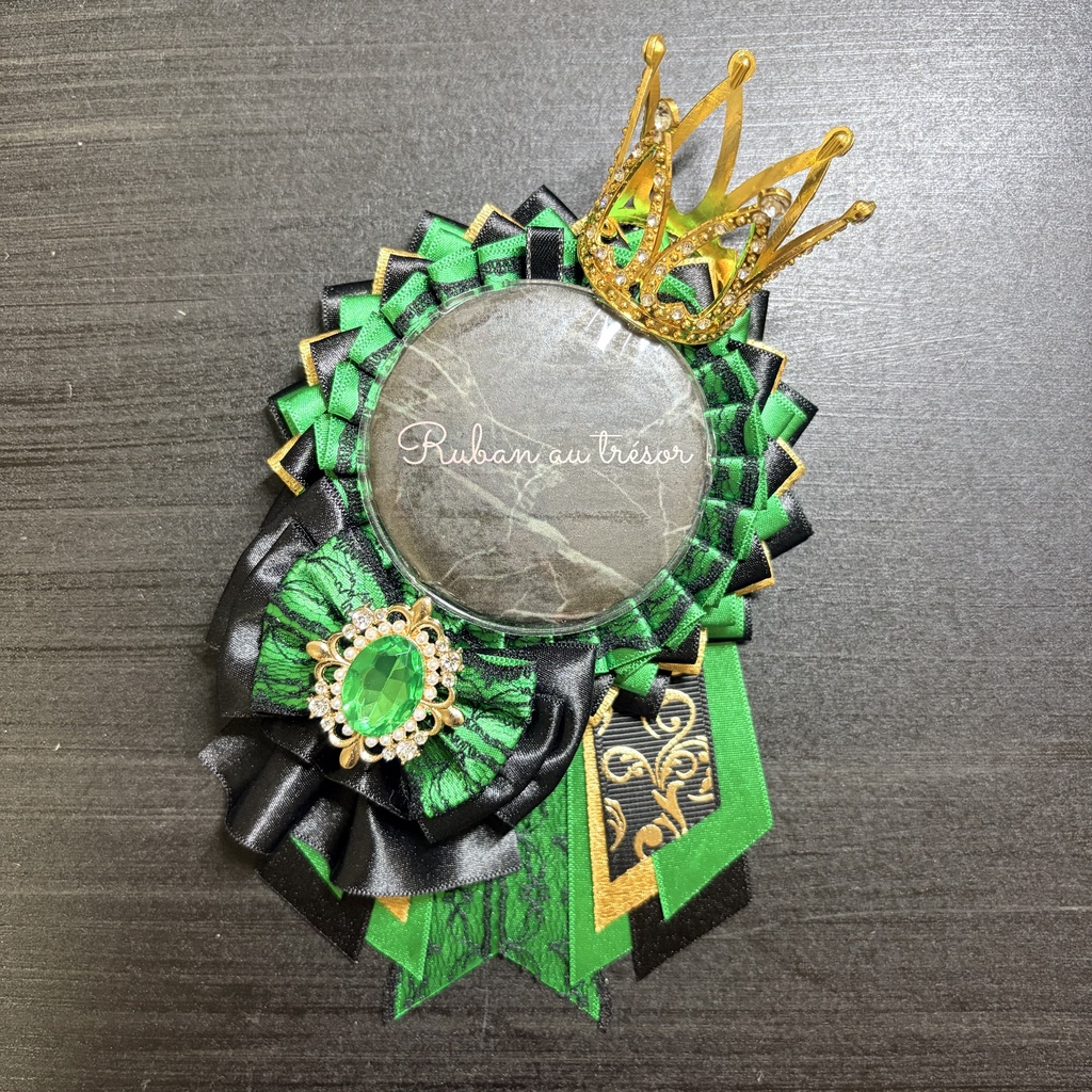 痛ロゼット　緑　黒　57mm  ミニサイズ
