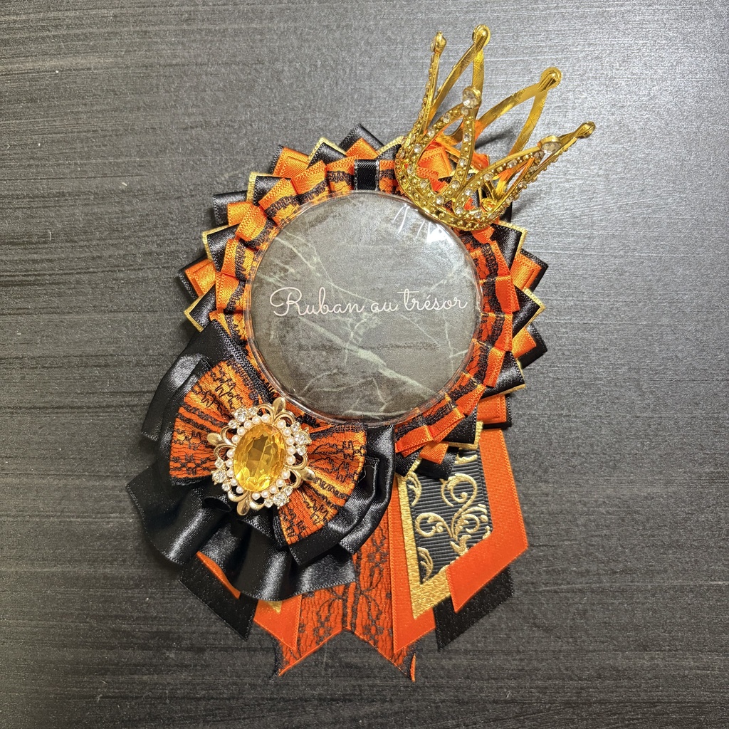 痛ロゼット　オレンジ　黒　57mm ミニサイズ