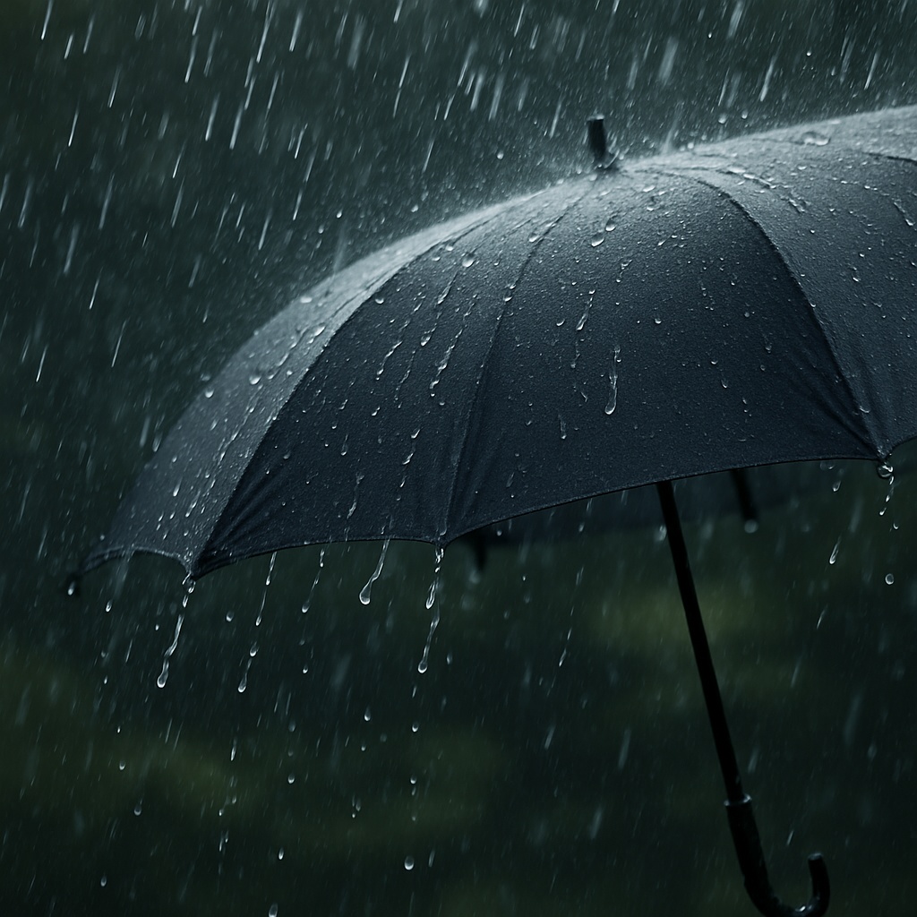 自然音雨が傘に当たる音