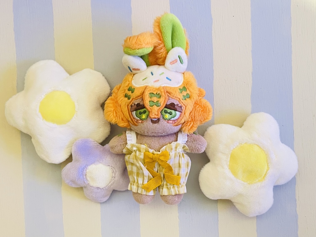 【5cmぬいぐるみサイズ】ギンガムリボンサロペット(イエロー)