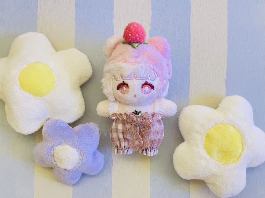 【5cmぬいぐるみサイズ】ギンガムリボンサロペット(ピンク)