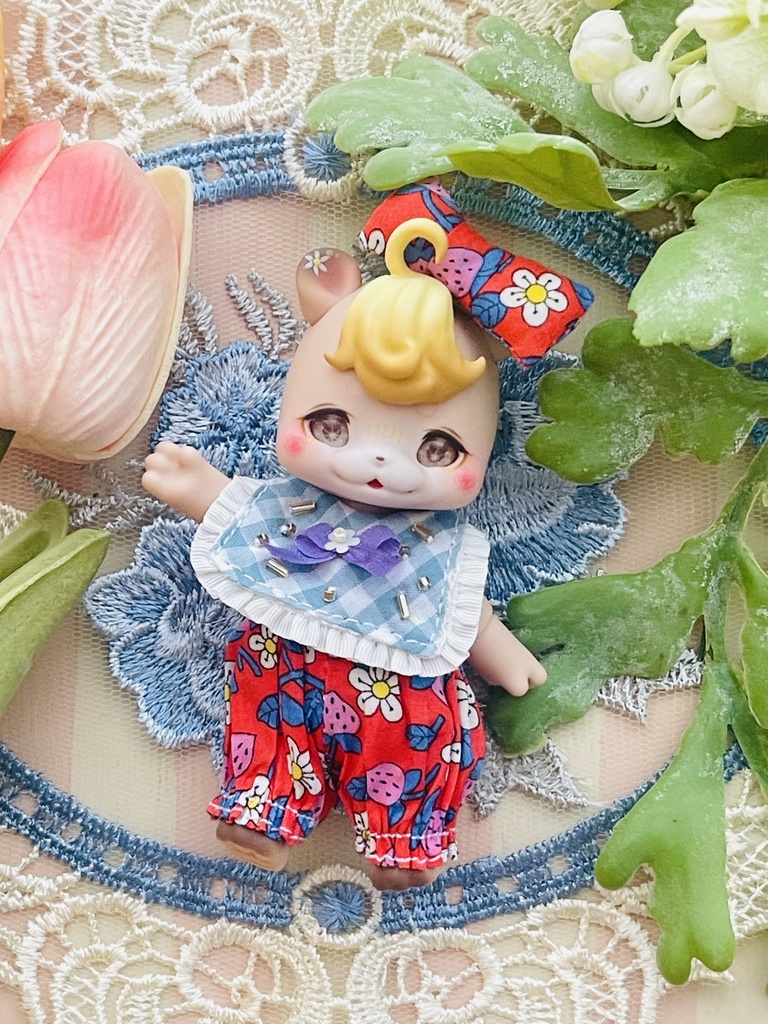 【kumukuku】いちごロンパースセット(赤)