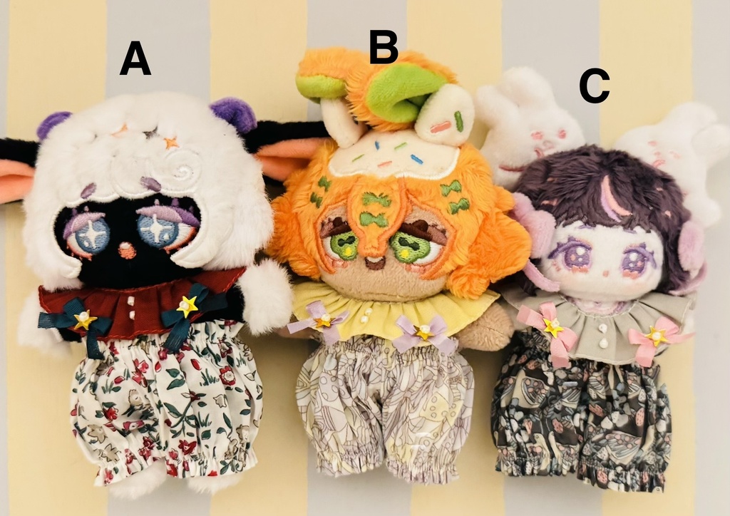 5cmぬいぐるみ服フリル付け襟&かぼちゃぱんつセットC