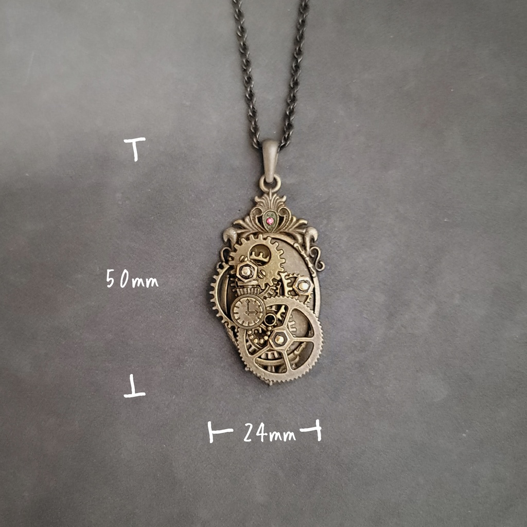 ミニ懐中時計と歯車(ネックレス)