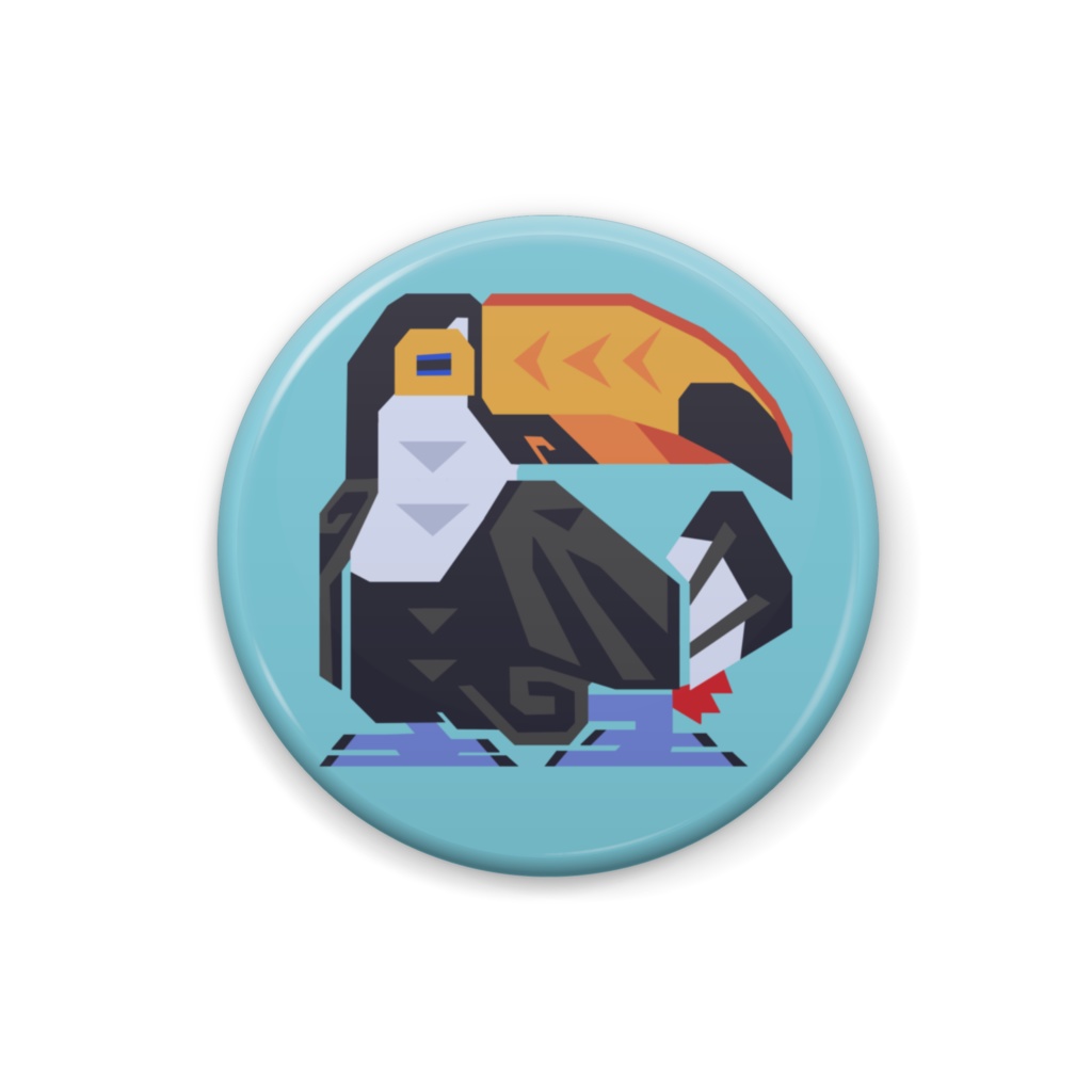 かくかくいきもの　オニオオハシ　缶バッジ