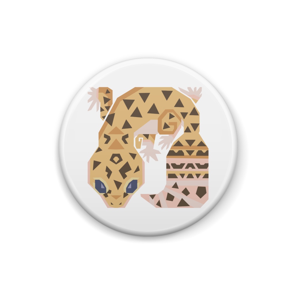 かくかくいきもの　ヒョウモントカゲモドキ(ノーマル、黒目) 缶バッジ