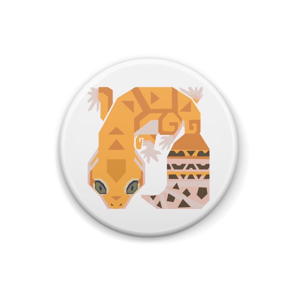 ヒョウモントカゲモドキ(タンジェリン)缶バッジ-かくかくいきもの