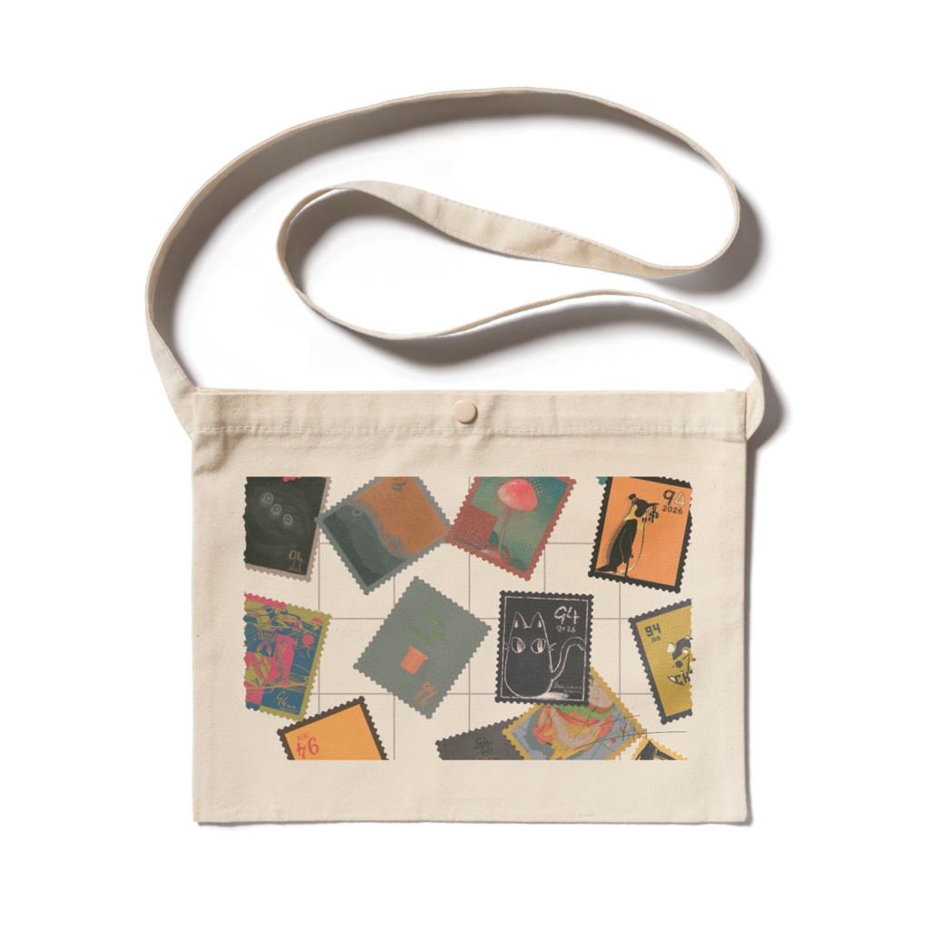 切手風デザイン(ランダムver.)　サコッシュ