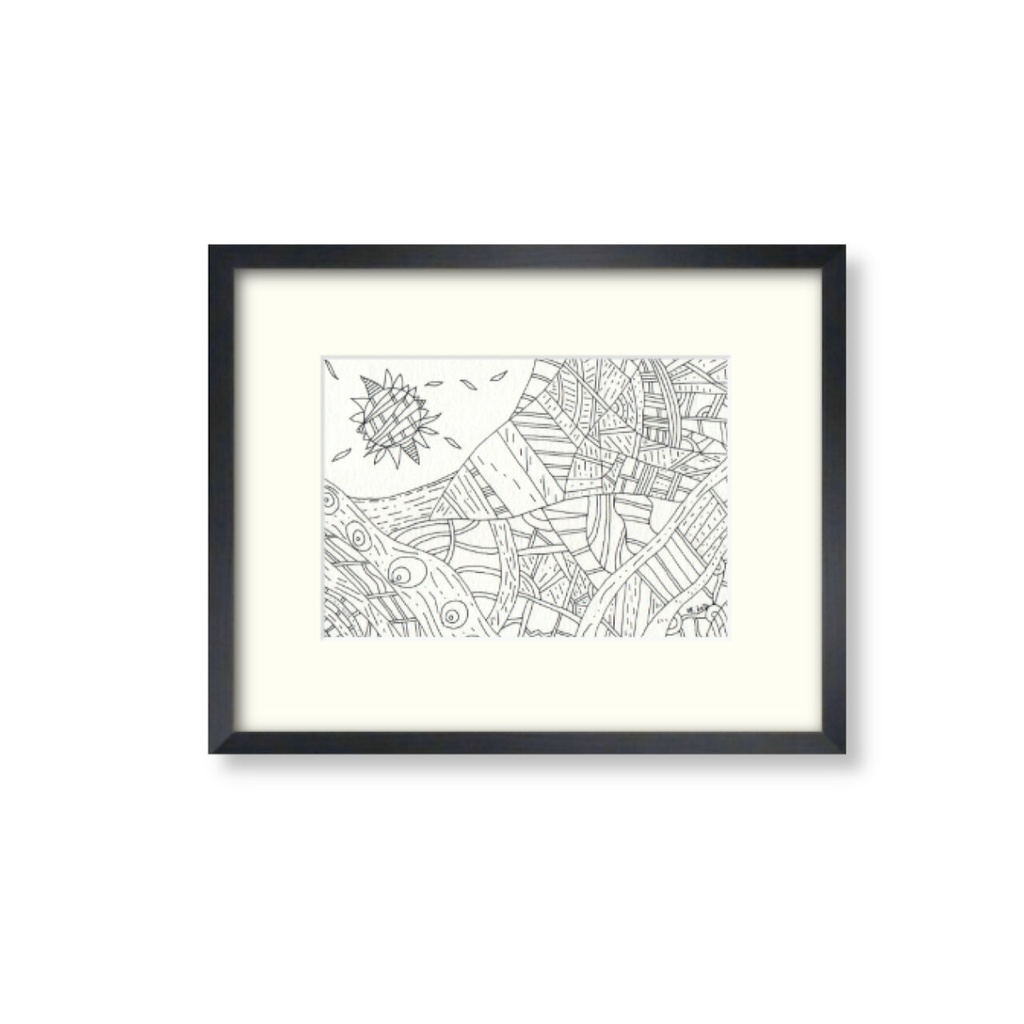 ペン画( 原画 )。「 混沌からの脱出 」