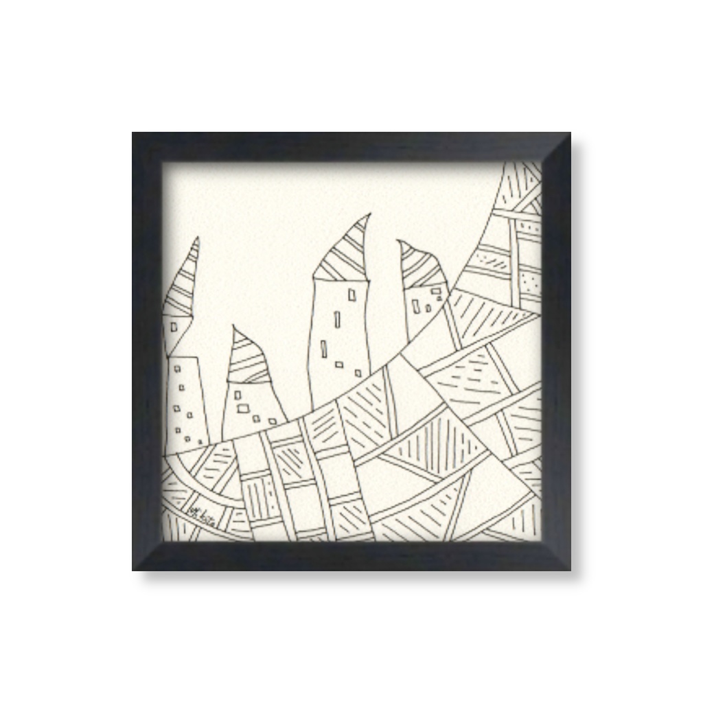 ペン画 ( 原画 )。 「 となりの世界につながる 」