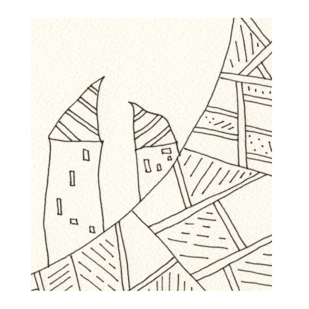 ペン画 ( 原画 )。 「 となりの世界につながる 」