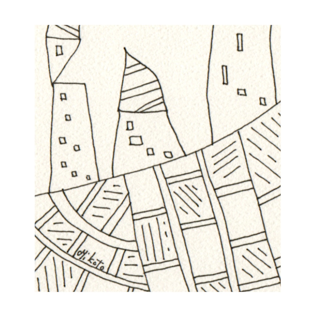 ペン画 ( 原画 )。 「 となりの世界につながる 」