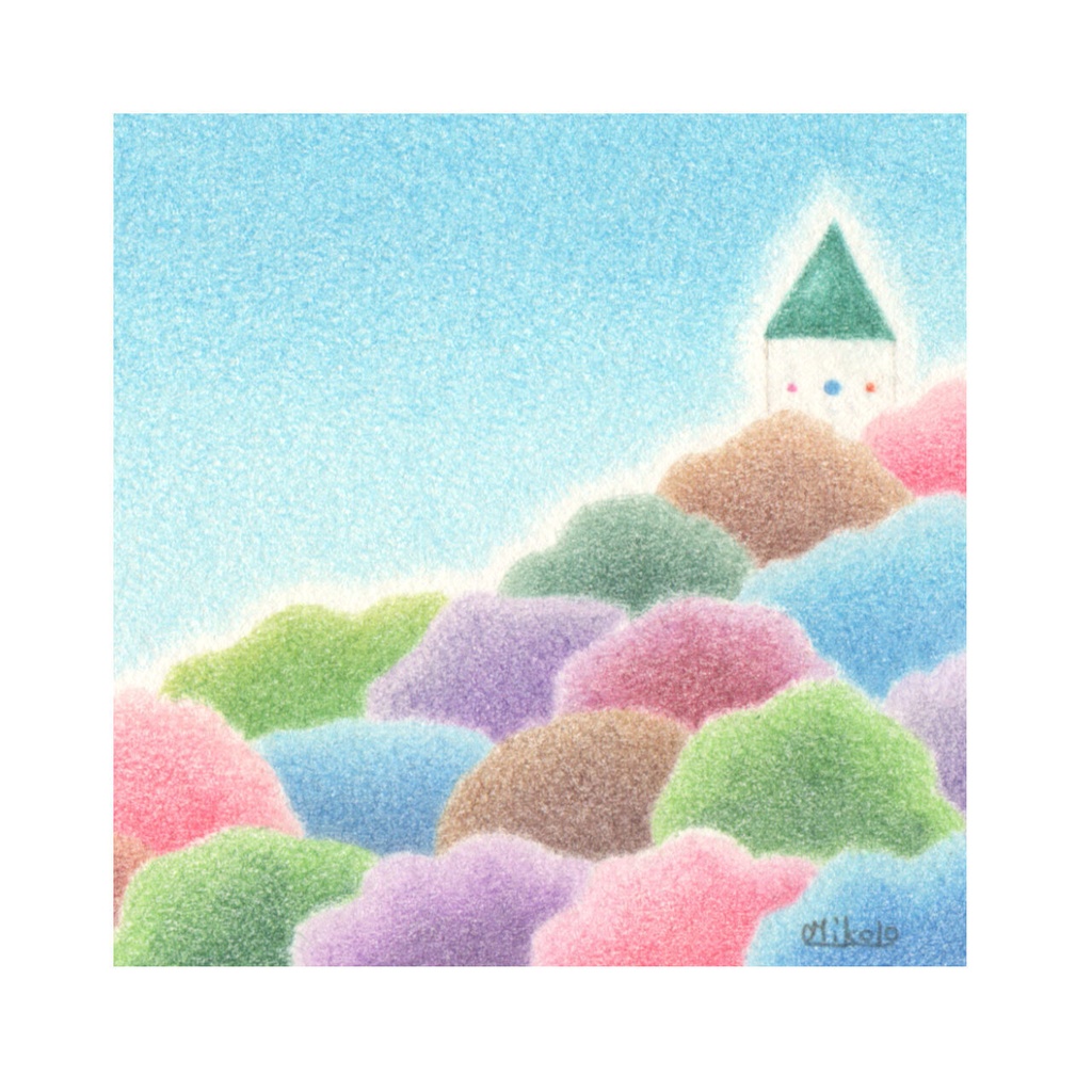 色鉛筆画 ( 原画 ) 。 「 空と生きる 」