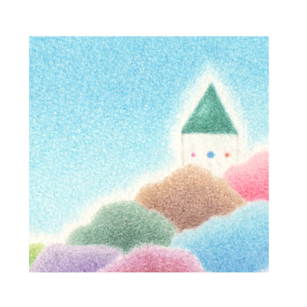 色鉛筆画 ( 原画 ) 。 「 空と生きる 」