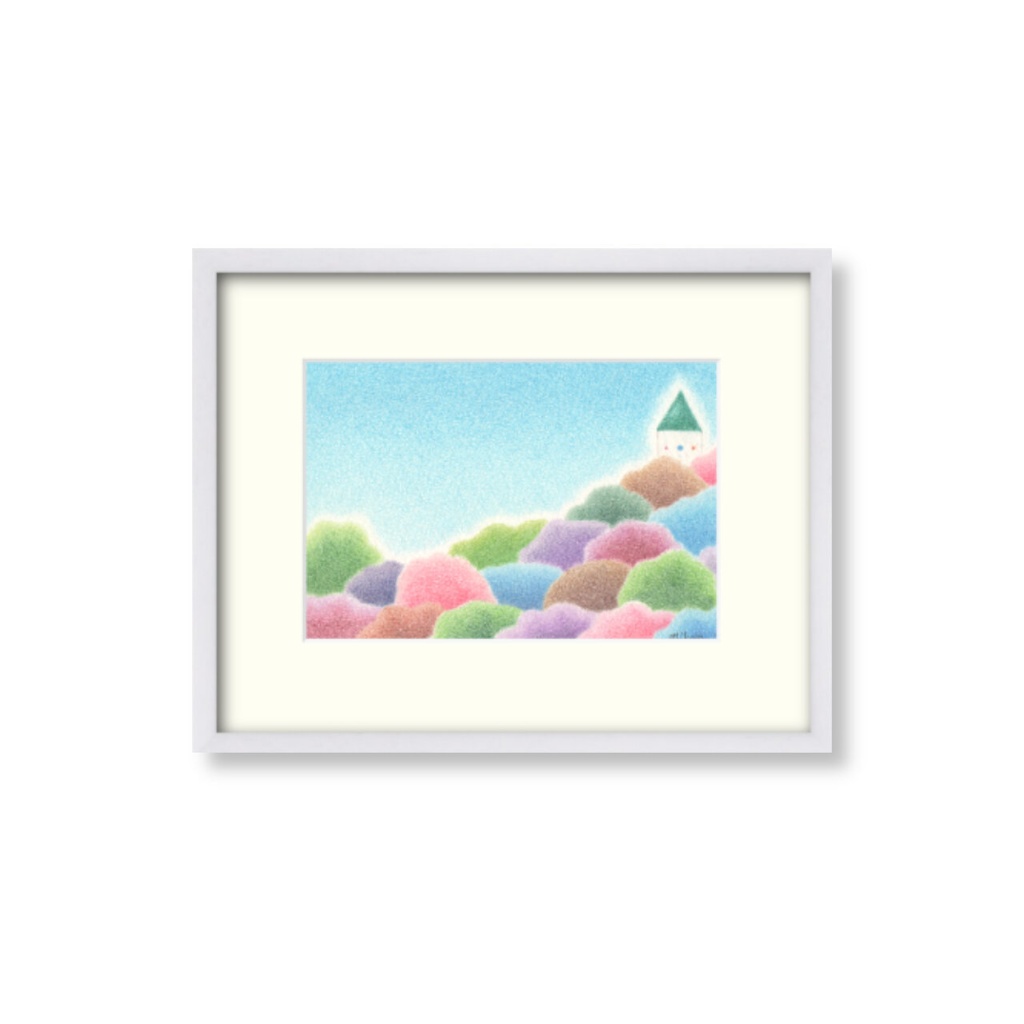 色鉛筆画 ( 原画 ) 。 「 空と生きる 」