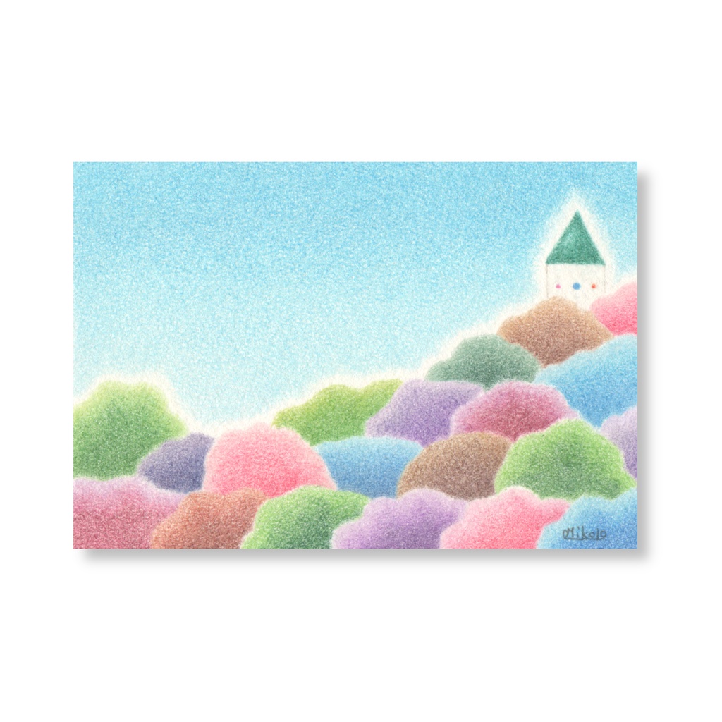 色鉛筆画 ( 原画 ) 。  「 空と生きる 」