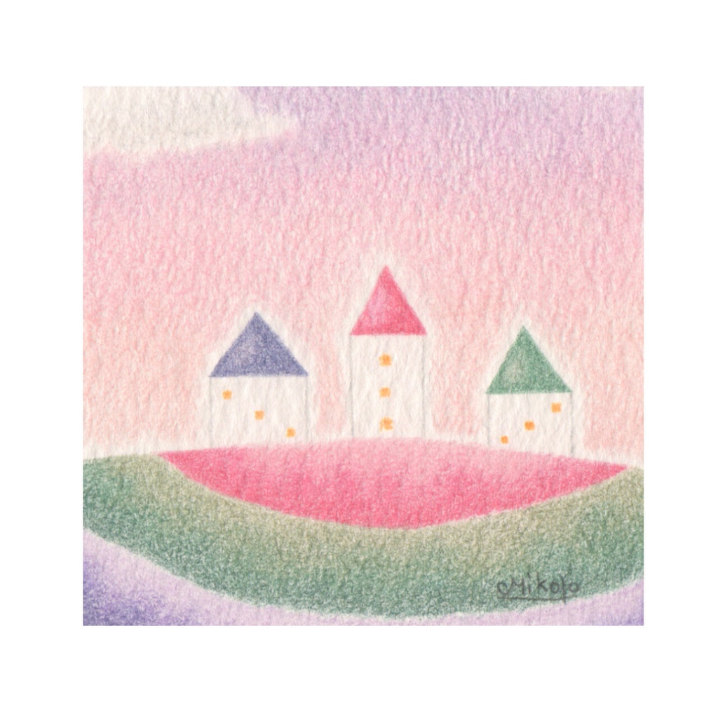 色鉛筆画( 原画 )。「 優しい香りに包まれて 」