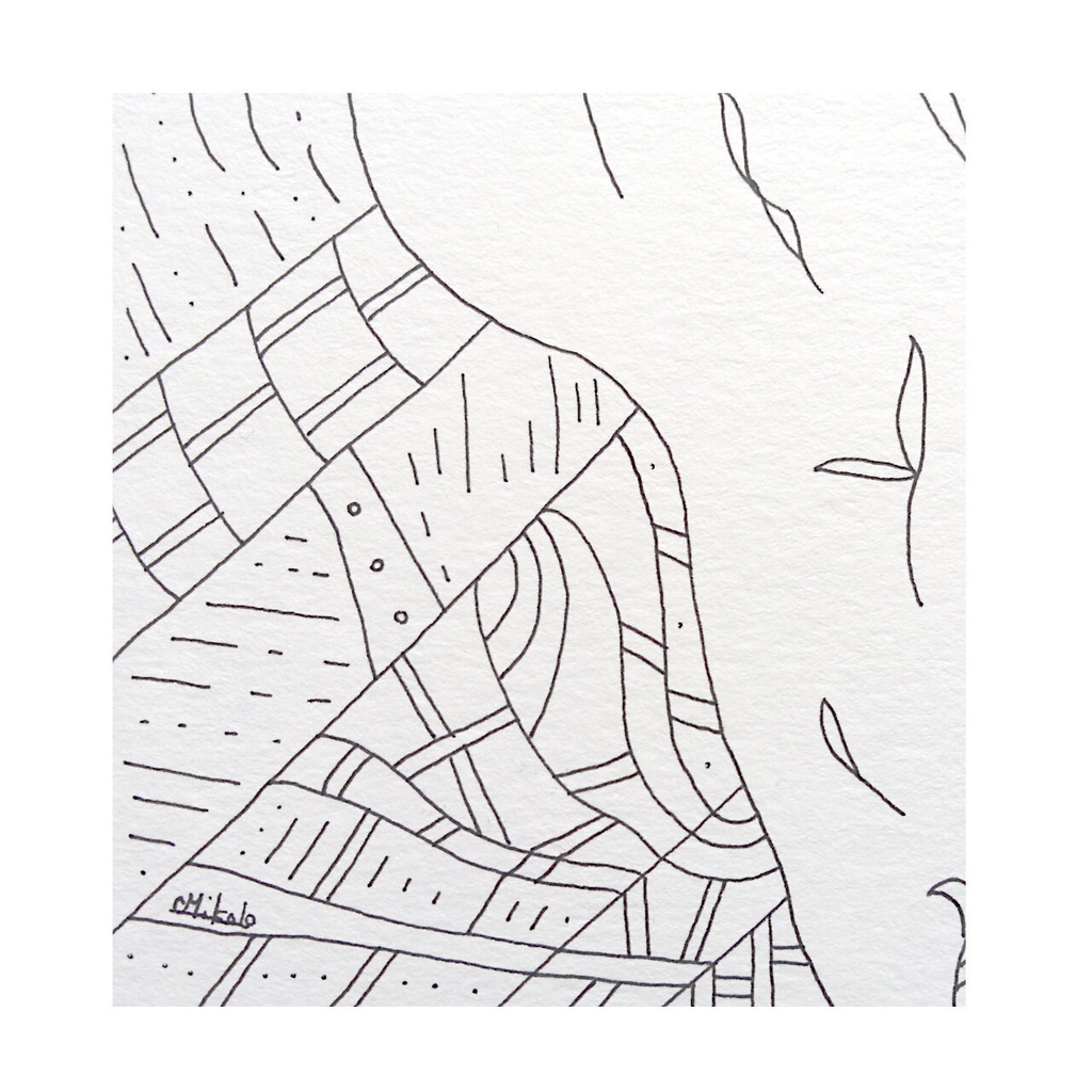 ペン画( 原画 )。「 本当の気持ちを探しに 」