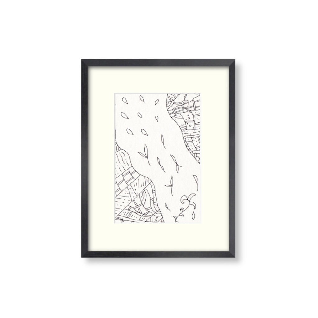 ペン画( 原画 )。「 本当の気持ちを探しに 」