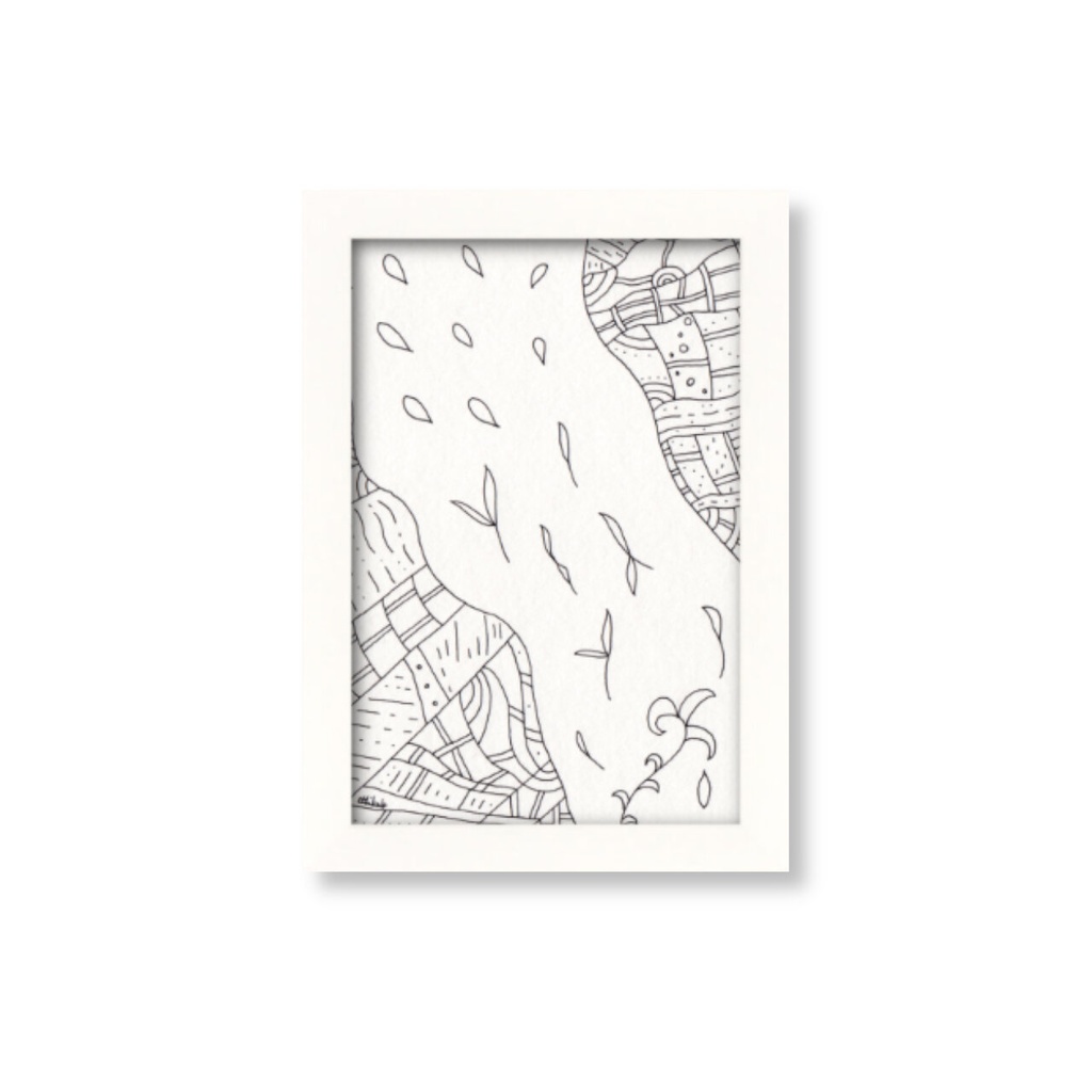 ペン画( 原画 )。「 本当の気持ちを探しに 」