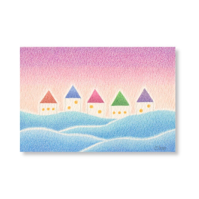 色鉛筆画（ 原画 ）。「 夏の忘れモノ 」