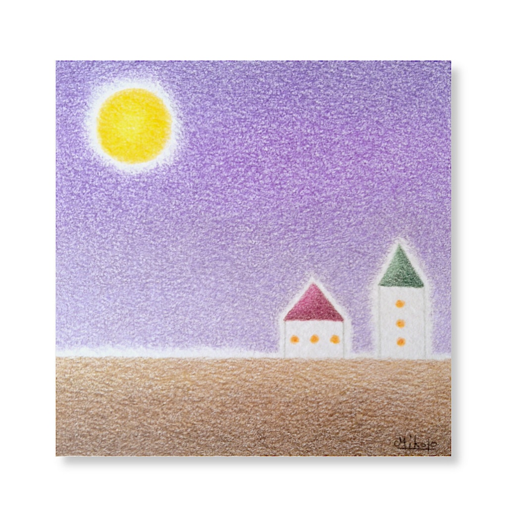 色鉛筆画（ 原画 ）。「 夜におやすみ 」