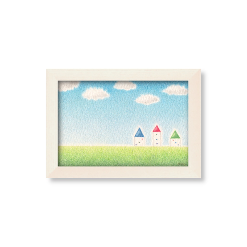 色鉛筆画( 原画 )。「 風に吹かれて 」