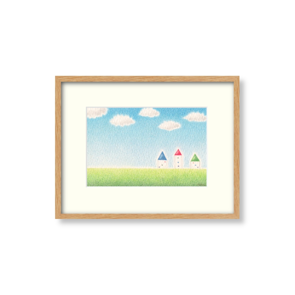 色鉛筆画( 原画 )。「 風に吹かれて 」