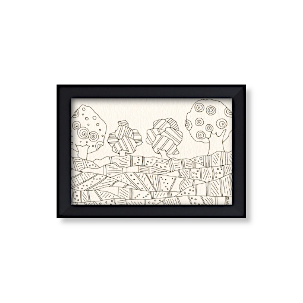 ペン画( 原画 )。「 いつか 咲く日の ために 」