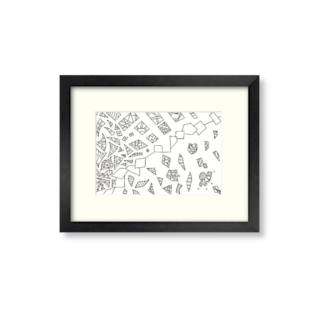 「 歪な階段でも先には進める 」。( ペン画。 原画 )