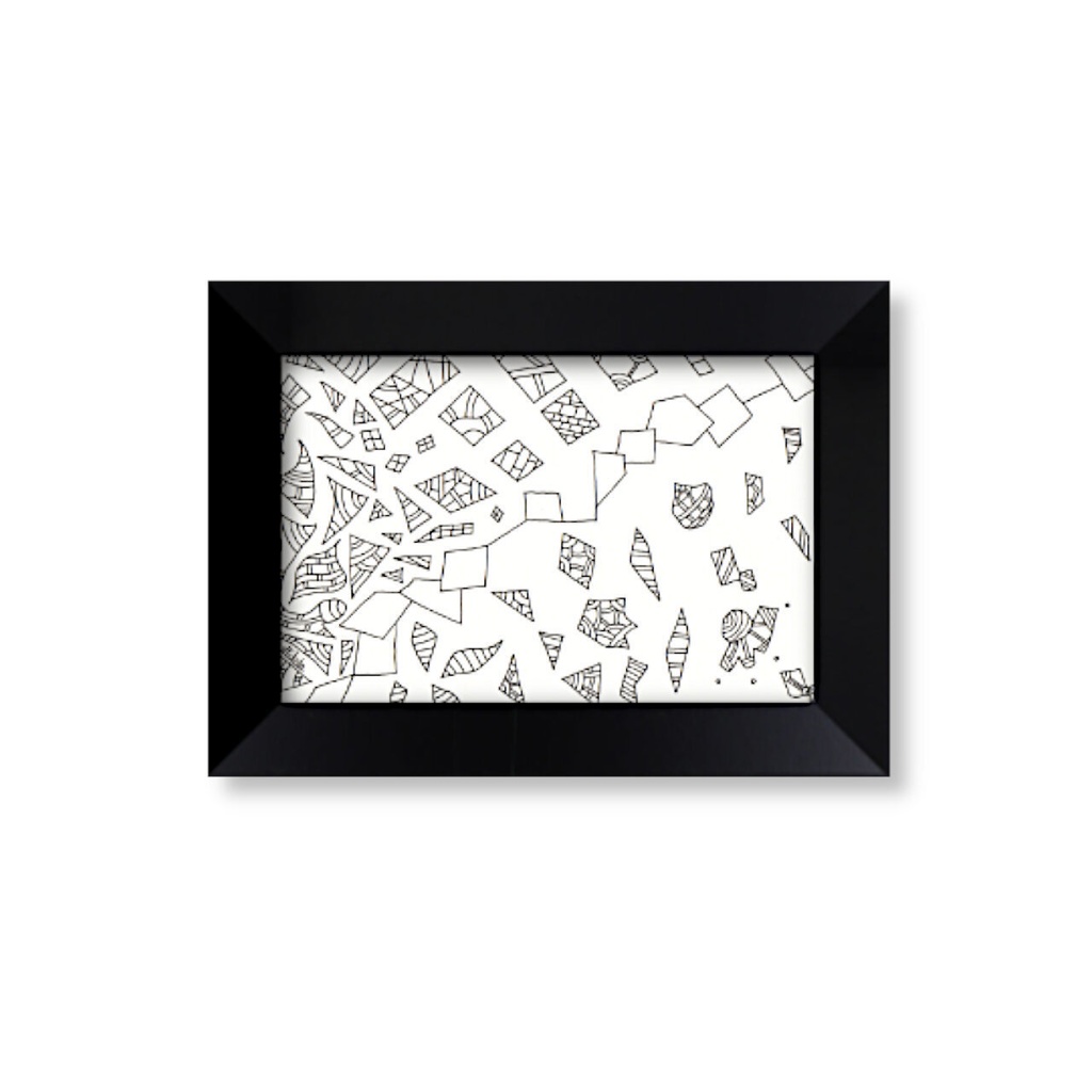 「 歪な階段でも先には進める 」。( ペン画。 原画 )