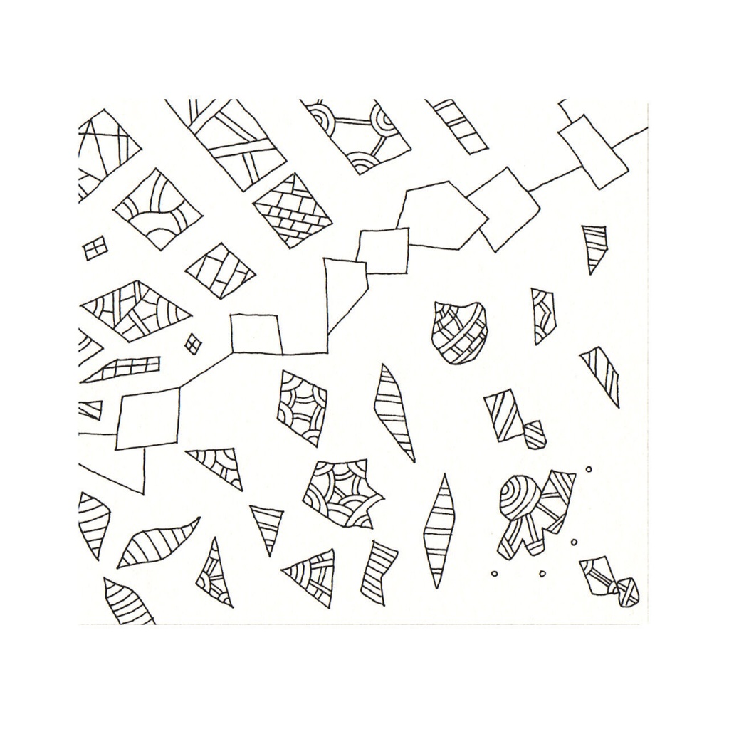 「 歪な階段でも先には進める 」。( ペン画。 原画 )