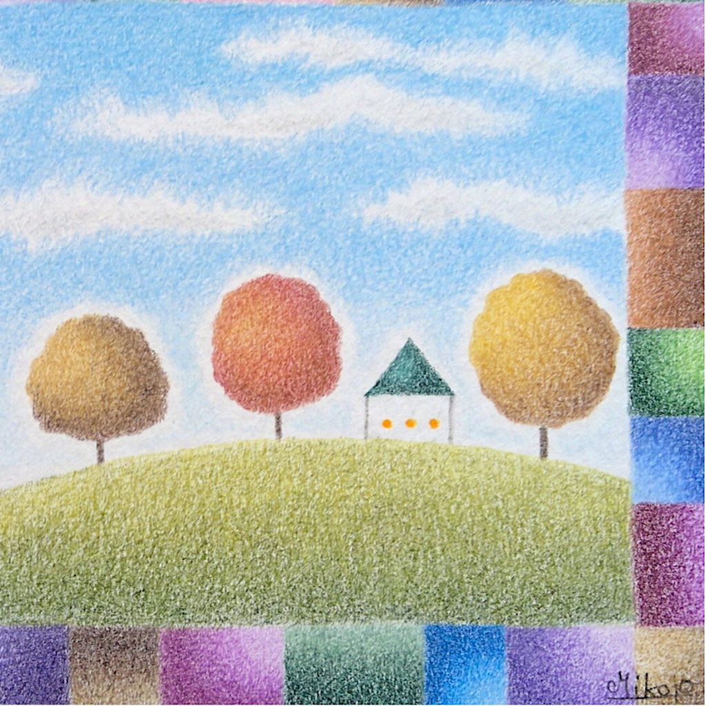 季節の通り道。 ( 色鉛筆画。 原画 )